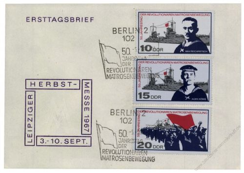 DDR 1967 FDC Mi-Nr. 1308-1310 SSt. 50. Jahrestag der revolutionren Matrosenbewegung