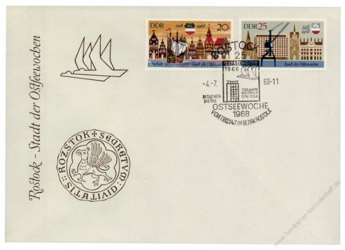 DDR 1968 FDC Mi-Nr. 1384-1385 SSt. 750 Jahre Rostock