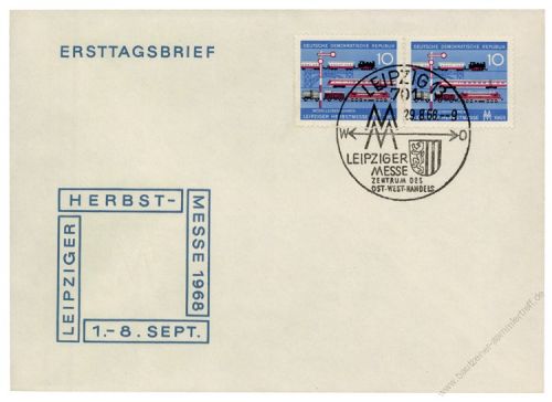 DDR 1968 FDC Mi-Nr. 1399 waag. Paar SSt. Leipziger Herbstmesse