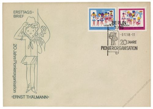 DDR 1968 FDC Mi-Nr. 1432-1433 SSt. 20 Jahre Pionierorganisation Ernst Thlmann