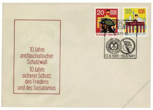 DDR 1971 FDC Mi-Nr. 1691-1692 SSt. 10 Jahre Berliner Mauer