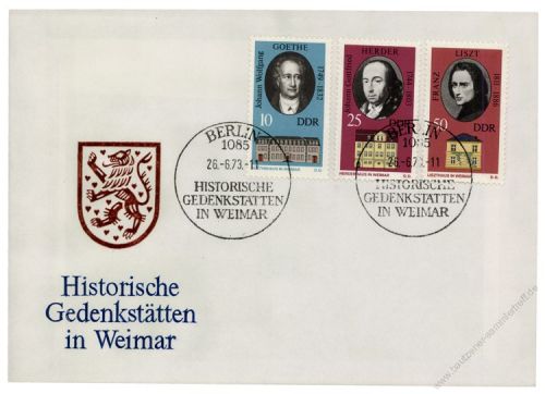 DDR 1973 FDC Mi-Nr. 1856-1861 SSt. Historische Gedenksttten in Weimar