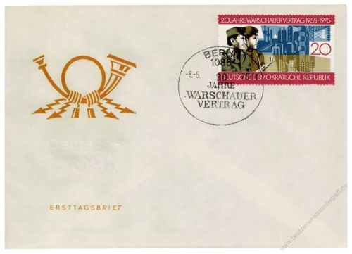 DDR 1975 FDC Mi-Nr. 2043 SSt. 20 Jahre Warschauer Vertrag