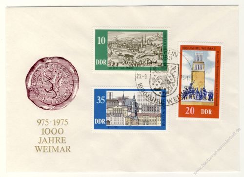 DDR 1975 FDC Mi-Nr. 2086-2088 SSt. 1000 Jahre Weimar