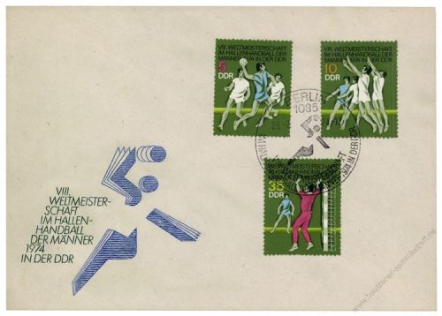 DDR 1974 FDC Mi-Nr. 1928-1930 SSt. Hallenhandball-Weltmeisterschaft der Mnner