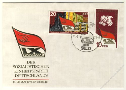 DDR 1976 FDC Mi-Nr. 2123-2124 SSt. Parteitag der Sozialistischen Einheitspartei Deutschlands