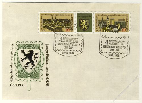 DDR 1976 FDC Mi-Nr. 2153-2154 (ZD) SSt. Briefmarkenausstellung junger Philatelisten der DDR
