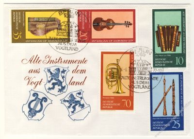 DDR 1977 FDC Mi-Nr. 2224-2228 SSt. Alte Musikinstrumente