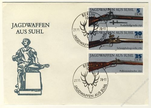 DDR 1978 FDC Mi-Nr. 2376-2381 (ZD) SSt. Jagdwaffen aus Suhl