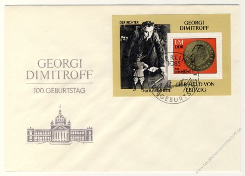 DDR 1982 FDC Mi-Nr. 2708 (Block 68) SSt. 100. Geburtstag von Georgi M. Dimitrow