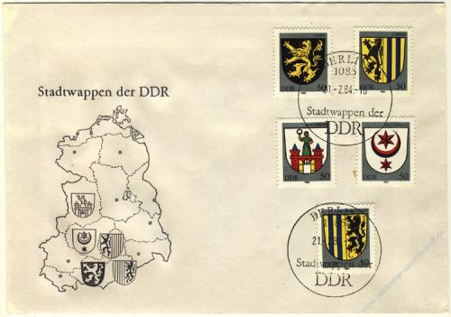 DDR 1984 FDC Mi-Nr. 2857-2861 SSt. Stadtwappen