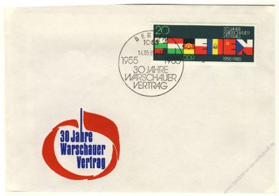 DDR 1985 FDC Mi-Nr. 2946 SSt. 30 Jahre Warschauer Vertrag