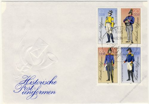 DDR 1986 FDC Mi-Nr. 2997II-3000II (ZD) SSt. Historische Postuniformen