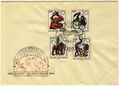 DDR 1986 FDC Mi-Nr. 3019-3022 SSt. 125 Jahre Dresdner Zoo