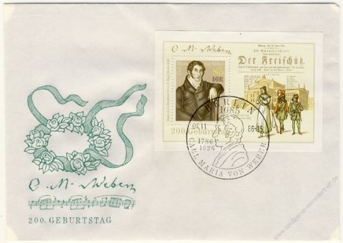 DDR 1986 FDC Mi-Nr. 3055 (Block 86) SSt. 200. Geburtstag von Carl Maria von Weber