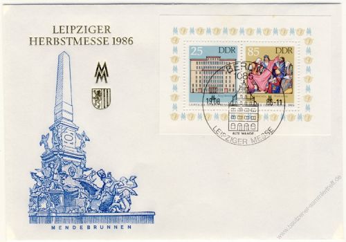 DDR 1986 FDC Mi-Nr. 3038-3039 (Block 85) SSt. Leipziger Herbstmesse