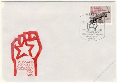 DDR 1986 FDC Mi-Nr. 3050 SSt. 50. Jahrestag der Formierung der Internationalen Brigaden in Spanien