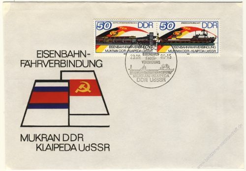 DDR 1986 FDC Mi-Nr. 3052-3053 (ZD) SSt. Erffnung der Eisenbahnfhrverbindung zwischen Mukran und Klaipeda