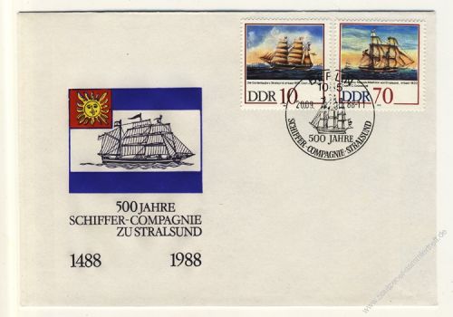 DDR 1988 FDC Mi-Nr. 3198-3201 SSt. 500 Jahre Schiffer-Compagnie