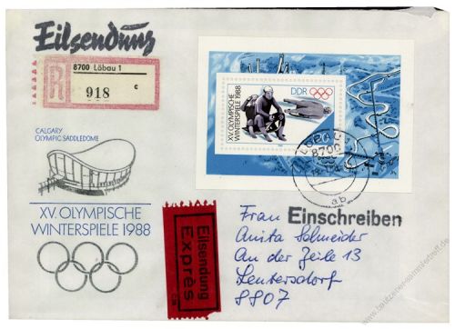 DDR 1988 FDC Mi-Nr. 3144 (Block 90) SSt. Olympische Winterspiele