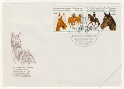 DDR 1989 FDC Mi-Nr. 3261-3264 SSt. Internationaler Kongress fr Pferdezucht der sozialistischen Staaten