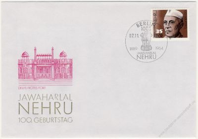 DDR 1989 FDC Mi-Nr. 3284 SSt. 100. Geburtstag von Dschawaharlal Nehru