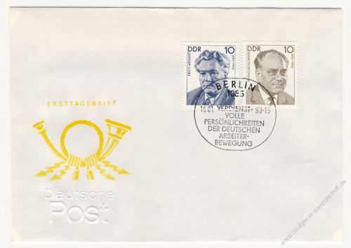 DDR 1990 FDC Mi-Nr. 3300-3301 SSt. Persnlichkeiten der deutschen Arbeiterbewegung