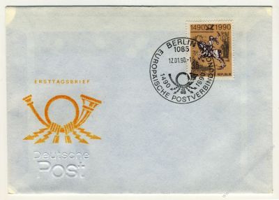 DDR 1990 FDC Mi-Nr. 3299 SSt. 500 Jahre internationale Postverbindungen in Europa