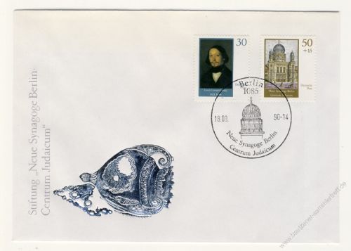 DDR 1990 FDC Mi-Nr. 3358-3359 SSt. Wiederaufbau der Neuen Synagoge Berlin