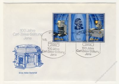 DDR 1989 FDC Mi-Nr. 3252-3253 (ZD) SSt. 100 Jahre Carl-Zeiss-Stiftung