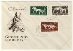 DDR 1958 FDC Mi-Nr. 640-642 ESt. Pferderennen 