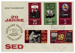 DDR 1966 FDC Mi-Nr. 1173-1177 ESt. 20 Jahre SED