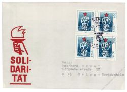 DDR 1980 FDC Mi-Nr. 2548 Viererblock SSt. Internationale Solidaritt