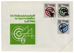 DDR 1986 FDC Mi-Nr. 3045-3047 ESt. Weltmeisterschaft im Sportschieen