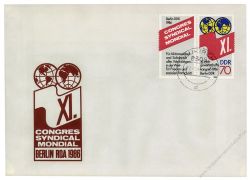 DDR 1986 FDC Mi-Nr. 3049 (ZD) (W Zd 690) ESt. Weltgewerkschaftskongress