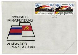 DDR 1986 FDC Mi-Nr. 3052-3053 (ZD) ESt. Erffnung der Eisenbahnfhrverbindung zwischen Mukran und Klaipeda