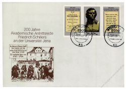 DDR 1989 FDC Mi-Nr. 3254-3255 (ZD) ESt. 200. Jahrestag der Antrittsrede Friedrich Schillers an der Universitt Jena