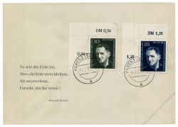 DDR 1957 FDC Mi-Nr. 593-594 ESt. 1. Todestag von Bertolt Brecht vom Eckrand
