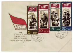 DDR 1967 FDC Mi-Nr. 1268-1271 ESt. Parteitag der Sozialistischen Einheitspartei Deutschlands