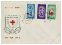 DDR 1966 FDC Mi-Nr. 1207-1209 ESt. Blutspendewesen, Hilfsorganisationen, Gesundheitserziehung