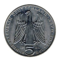 BRD 1980 J.427 5 DM Walther von der Vogelweide vz-st