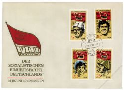 DDR 1971 FDC Mi-Nr. 1675-1678 ESt. Parteitag der Sozialistischen Einheitspartei Deutschlands