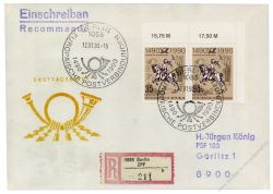 DDR 1990 FDC Mi-Nr. 3299 waag. Paar - Eckrand - SSt. 500 Jahre internationale Postverbindungen in Europa