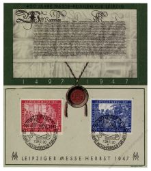 Gemeinschaftsausgaben 1947 Mi-Nr. 965-966 - Mi-Nr. 965 mit PF III - SSt. Leipziger Herbstmesse