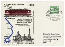 DDR 1988 125 Jahre Eisenbahnstrecke Berlin-Stralsund - Elektrischer Zugbetrieb mit BR 243