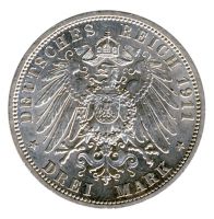 Preussen 1911 A J.103 3 Mark Wilhelm II. (1888-1918) vz-st