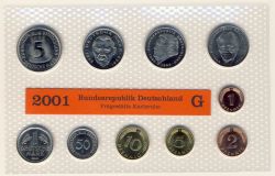 BRD 2001 Kursmünzensatz Prägestätte: G st