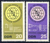 DDR 1965 Mi-Nr. 1113-1114 ** 100 Jahre Internationale Fernmeldeunion