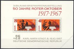 DDR 1967 Mi-Nr. 1315B-1316B (Block 26) ** Jubilums-Briefmarkenausstellung 50 Jahre Roter Oktober