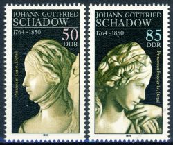 DDR 1989 Mi-Nr. 3250-3251 ** 225. Geburtstag von Johann Gottfried Schadow